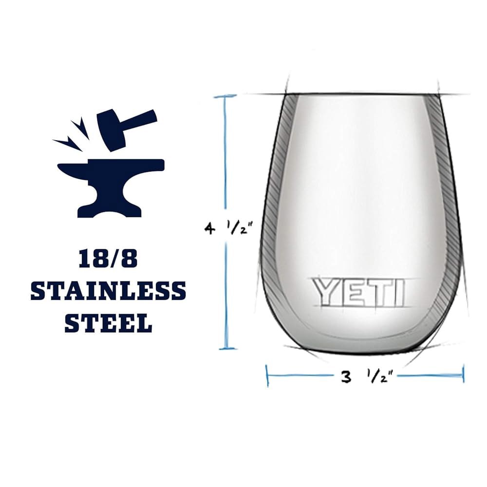 YETI Rambler 295.7ml(10온스) 와인 텀블러, 진공 매그슬라이더 스틸, 있는 단열, 스테인리스 네이비 뚜껑이 Lowcountry Peach - 상세 이미지 2