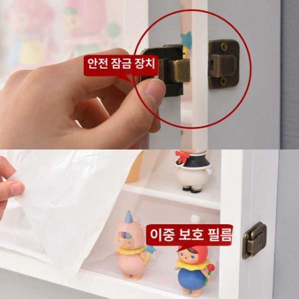 프리미엄 원목 장식장 수납장 벽걸이 진열대 진열 캐비닛 진열장 6단 경첩문 맞춤 제작 - 상세 이미지 4