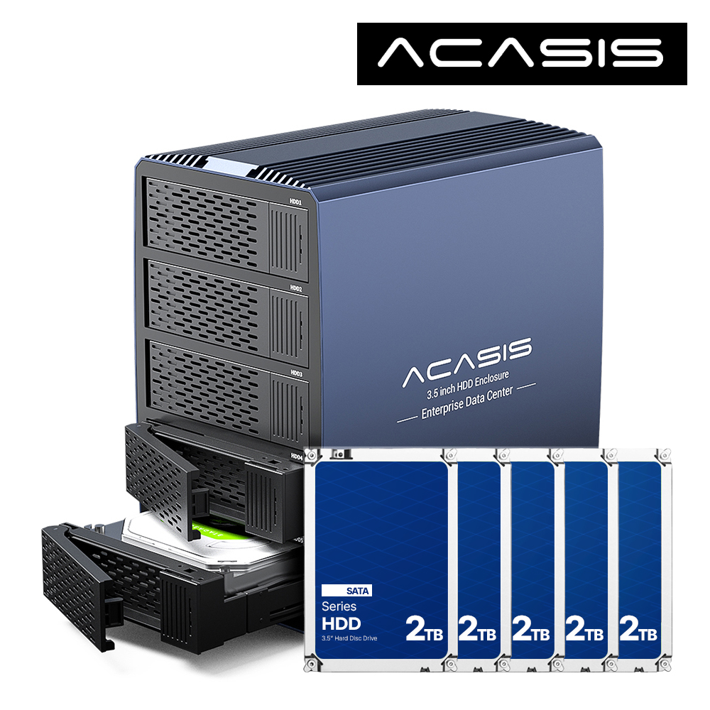 아카시스 EC-7355 80TB RAID 5베이 외장스토리지 DAS 외장하드 하드디스크+아이언울프 16TBx5EA - 상품 이미지