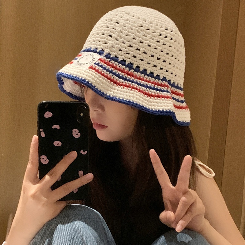 니트 모자 여성 여름 휴양지 손뜨개 니팅 시원한 통풍 버킷햇 데일리 M (56-58cm) - 상세 이미지 4