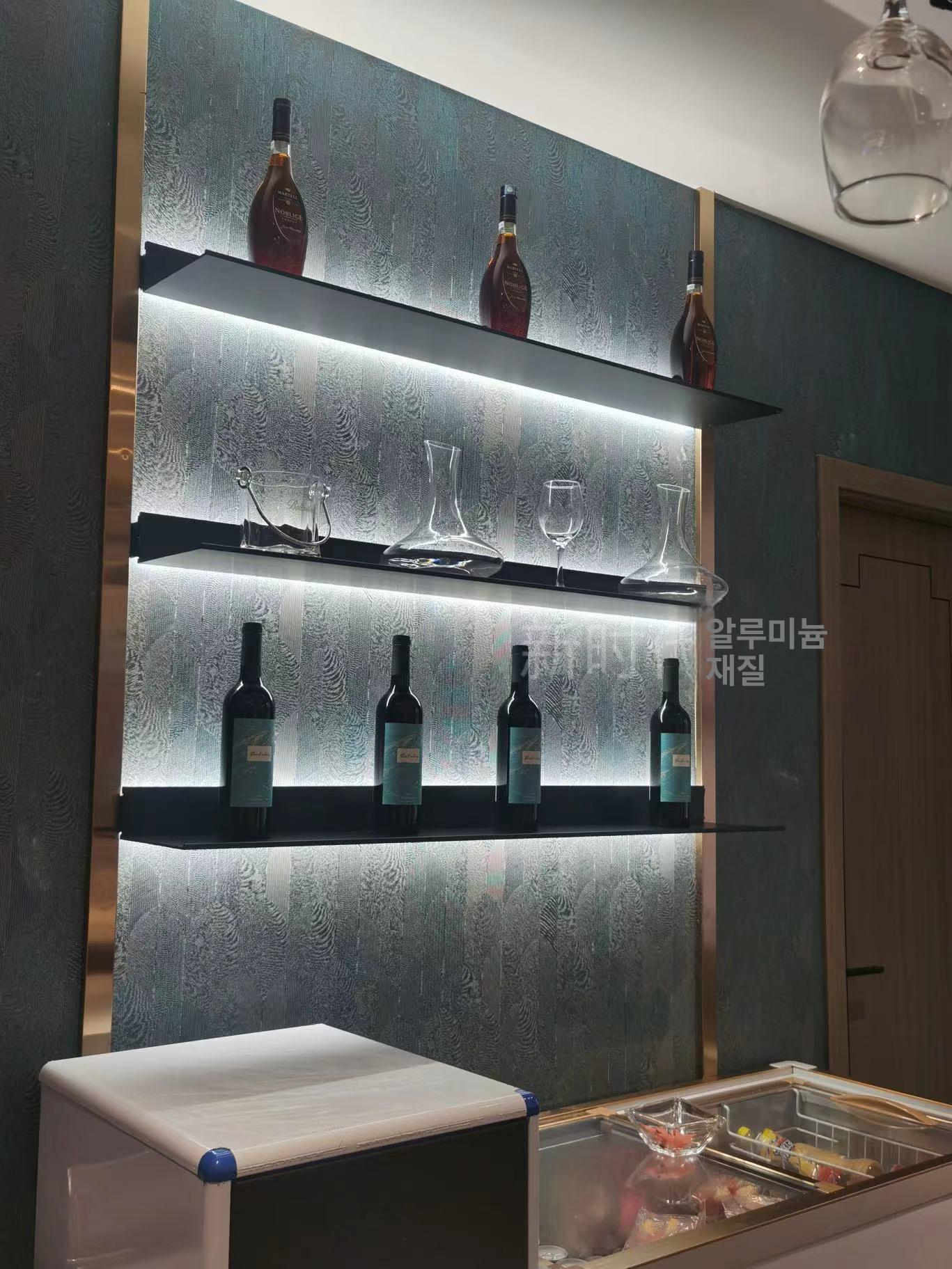 알루미늄 합금 LED 내장 조명 이동식 선반 벽면 무광블랙 80cm 20cm - 상세 이미지 3