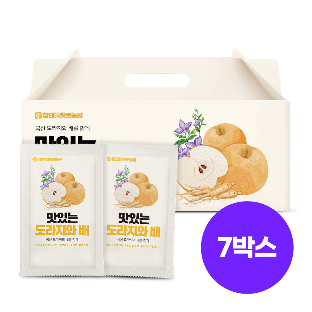 [국산100%] 참앤들황토농원 맛있는 도라지와 배즙 100ml 30포, 7개 - 상품 이미지