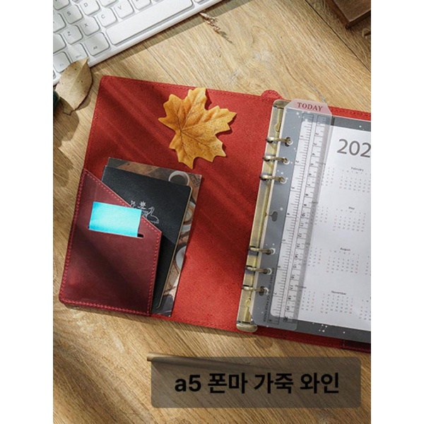 프리미엄 가죽 교사용 비밀 저널 노트 성인용 데일리 수첩 A5 커피 A7 커피 - 상세 이미지 3