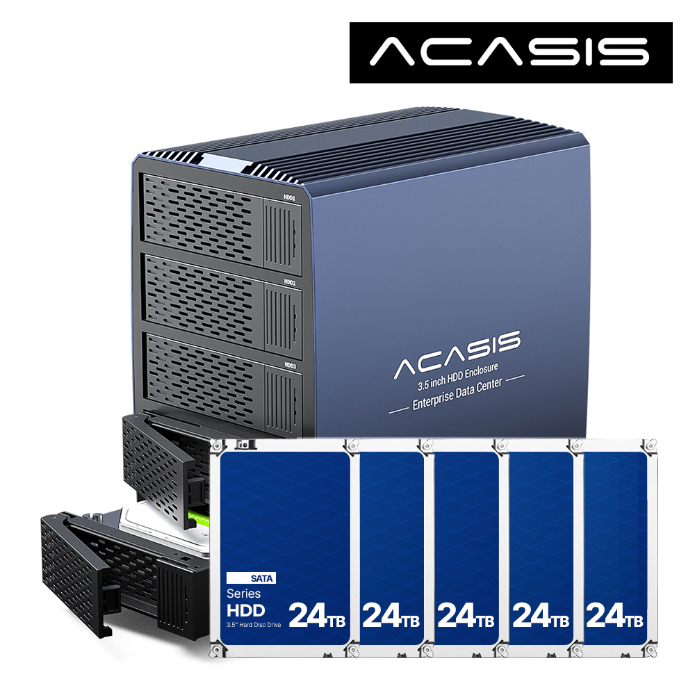 아카시스 EC-7355 10TB RAID 5베이 외장스토리지 DAS 외장하드 케이스 하드디스크+아이언울프 2TBx5EA - 상품 이미지