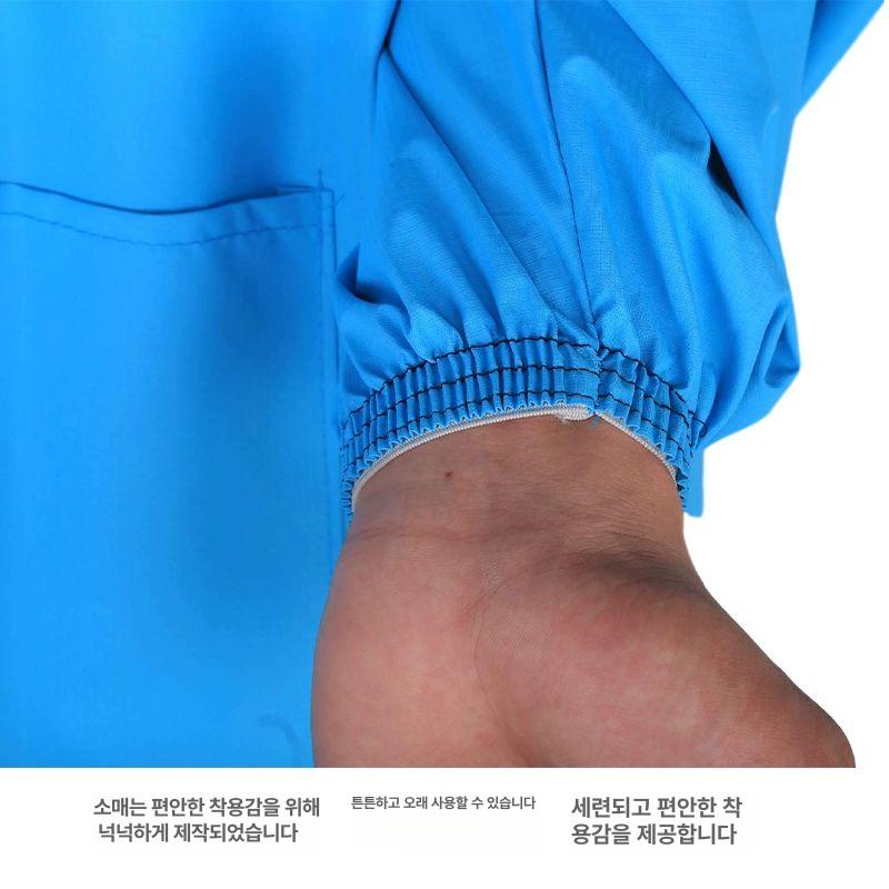 방수 긴팔앞치마 주방 전신앞치마 공장 작업복 미용실 포켓 있는 와인레드 - 상세 이미지 5