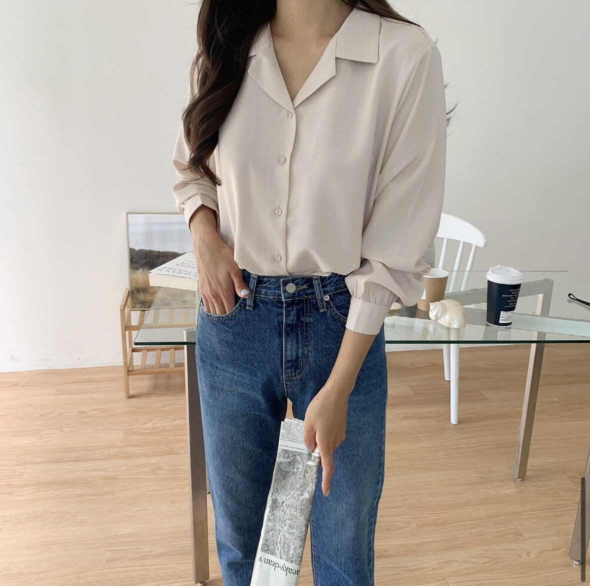 드잇 블라우스 셔츠 하객룩 면접 링클프리 오피스 정장 남방 핑크 와이셔츠 - 상세 이미지 5
