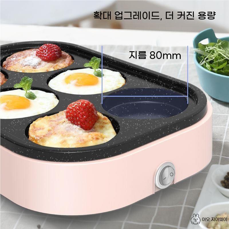 계란후라이 전기 달걀 6구 틀 에그 에그팬 브런치 원형 기계 부침개 프라이 팬 - 상세 이미지 4