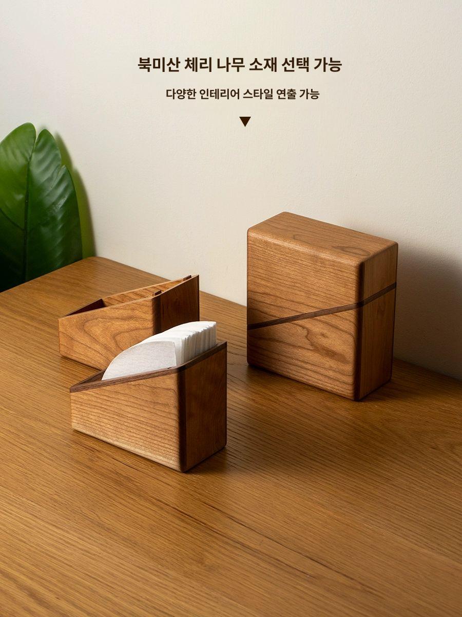 드립백 보관함 원목 커피 체리우드 필터 여과지 체리우드 필터 페이퍼 박스 - 상세 이미지 5