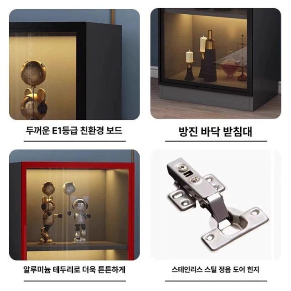 럭셔리 그레이 4칸 와인 진열대 싱글 도어 위스키 진열장 양주 레스토랑 거실 수납장 40 x 158 그레이2칸30 x 40 x 88 싱글 도어 - 상세 이미지 4