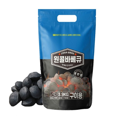 꾸버스 원콜 오리지널 야자숯 바베큐 숯 캠핑 구이용 3.9kg, 1개