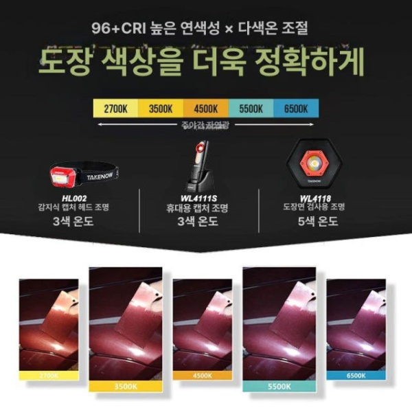 전문가용 도색 검수용 작업등 WL 4111S 자동차 미용 휴대용 감지 램프 작업 매치검사 조명 HL 002 자동차 미용 감지 센서 헤드 - 상세 이미지 4