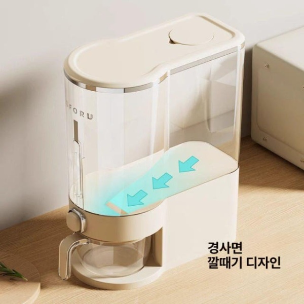 프리미엄 원터치 진공 밀폐 계량 보관통 쌀독 밀가루 프레스형 쌀통 크림화이트 10kg 쌀 씻기 바구니 소형 크림화이트 0.5k - 상세 이미지 3
