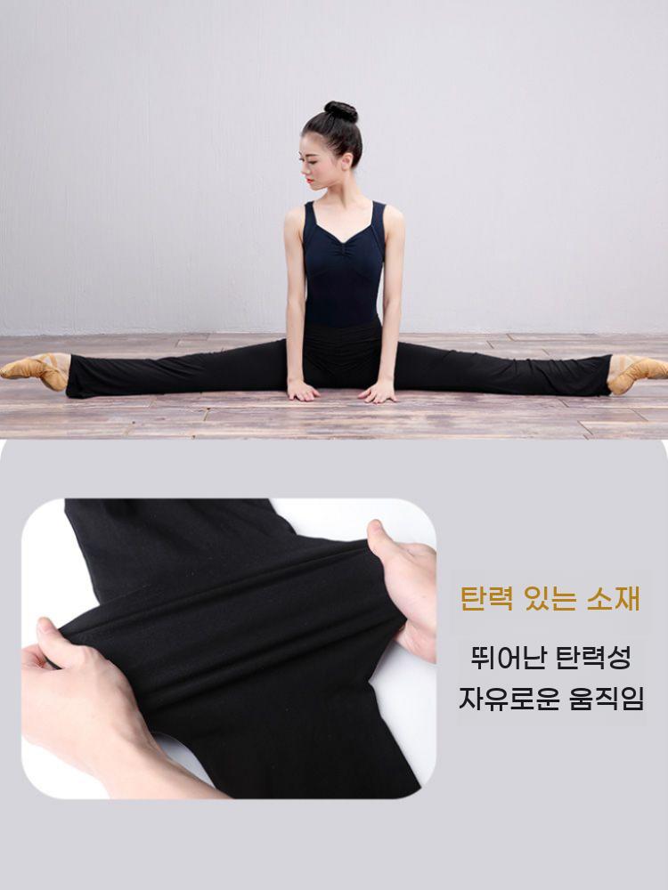 빅사이즈 체조 필라테스 발레 연습복 바지 요가 운동복 여자 레깅스 댄스 여름 무용 부츠컷 - 상세 이미지 4