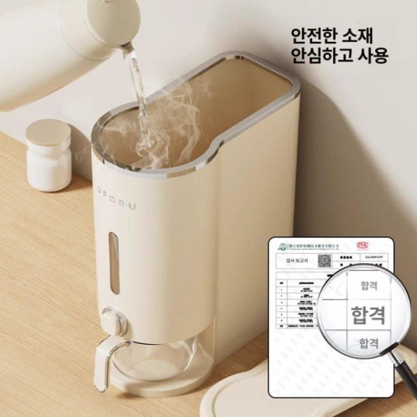 프리미엄 원터치 진공 밀폐 계량 보관통 쌀독 밀가루 프레스형 쌀통 크림화이트 10kg 쌀 씻기 바구니 소형 크림화이트 0.5k - 상세 이미지 5