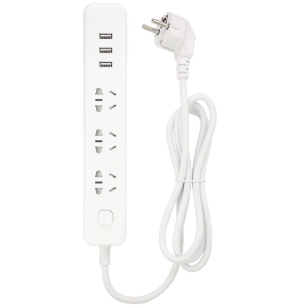 프리미엄 여행용 멀티 변환 어댑터 콘센트 변환기 국내용 플러그 USB 포트 3개 포함 케이블 화이트 1 - 2 - 상품 이미지