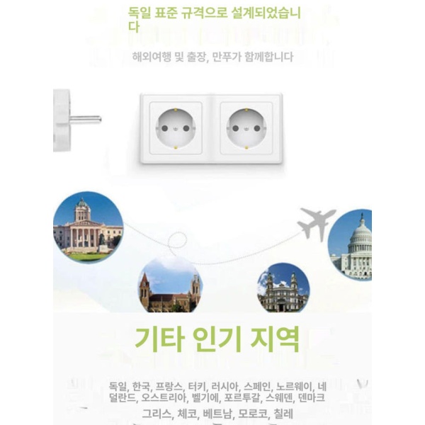 프리미엄 여행용 멀티 변환 어댑터 콘센트 변환기 국내용 플러그 USB 포트 3개 포함 케이블 화이트 1 - 2 - 상세 이미지 2