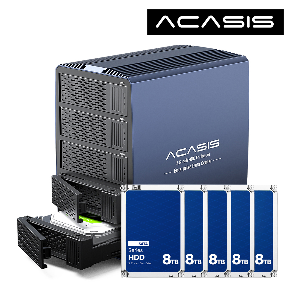아카시스 EC-7355 50TB RAID 5베이 외장스토리지 DAS 외장하드 하드디스크+아이언울프 10TBx5EA - 상품 이미지