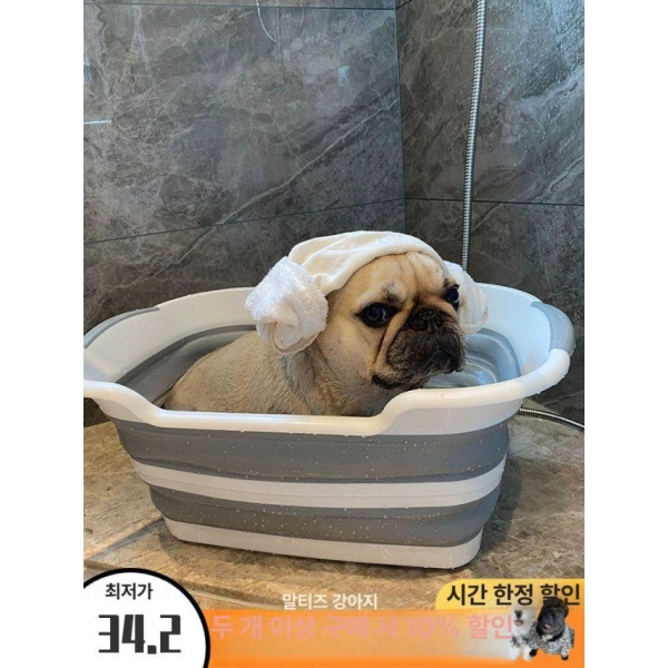 프리미엄 소형견 애견 펫욕조 샤워장 화이트그레이 호환 접이식 폴딩 샤워용 실버 이온 SPA 볼 베이지 - 상세 이미지 2