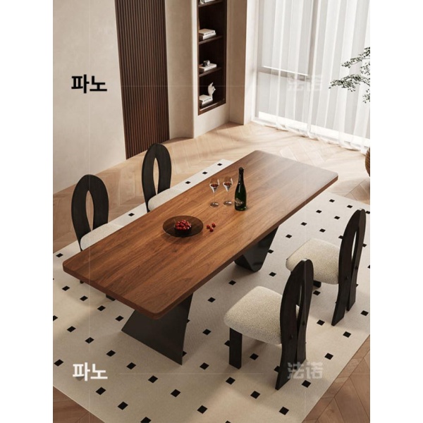 프리미엄 북유럽 대리석 상판 테이블 겸 책상 접이식 다이닝 원형 블랙월넛 200 x 80x75 파인우드 140 x 80x75 - 상세 이미지 3