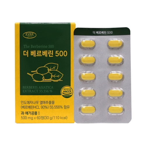 에버그린 더 베르베린 HCL 500 인도산 매자나무 열매추출물 60정 1개월분 - 상품 이미지