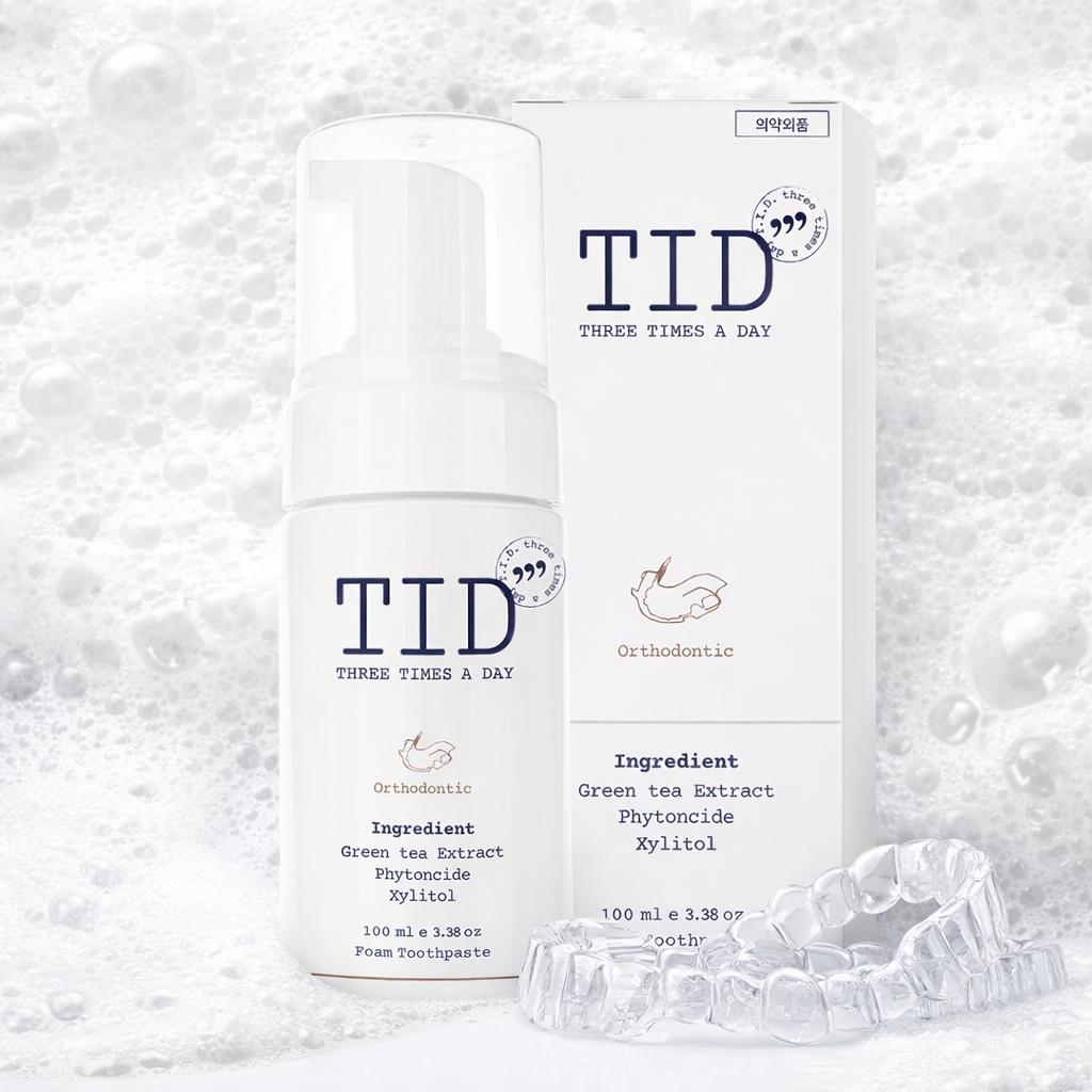 티드클린 치아교정기 세정폼 치아 교정기 세척세정제 천연유래 치약 100ml, 3개 - 상품 이미지