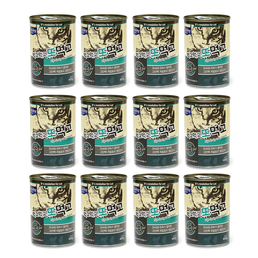 테비 고양이 테비 먹고먹고 또먹고 캔 400g (헤어볼) x 12개 (1박스) - 상품 이미지