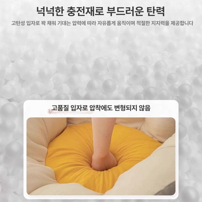 1인용 독서쇼파 휴식 의자 체어 릴렉스 서재 연회색 베이지화이트 60x60cm 중형 - 상세 이미지 3