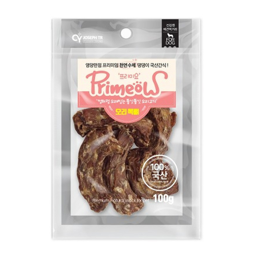 프리미요 강아지간식 국내산 수제간식 오리 목뼈 100g - 상품 이미지