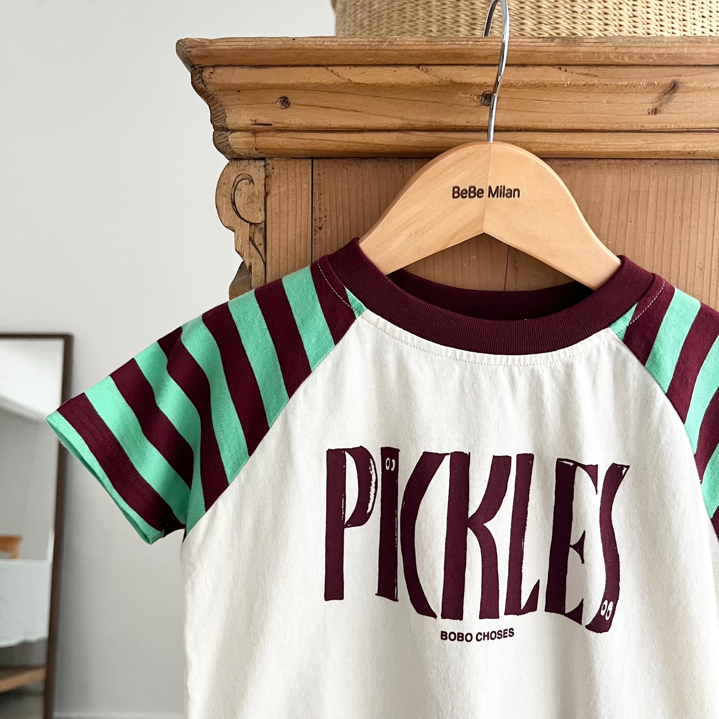 26SS 보보쇼즈 베이비 Pickles 라글란 반팔 티셔츠 멀티 B126AB018 101 - 상세 이미지 2