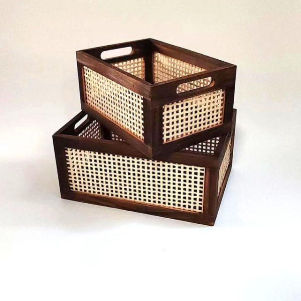 모던 라탄 정리함 다용도 수납바구니 사각 인테리어 소형 수납함 30 x 20x14 화덕 트레이 35 x 25x4 - 상세 이미지 3