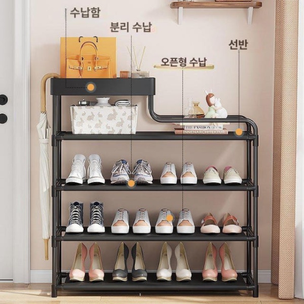 초강력 신발 정리대 슈즈렉 블랙 5칸 80 모델 길이조절 선반 실내화 보관 선반형 블랙 4칸 60 모델 - 상세 이미지 3