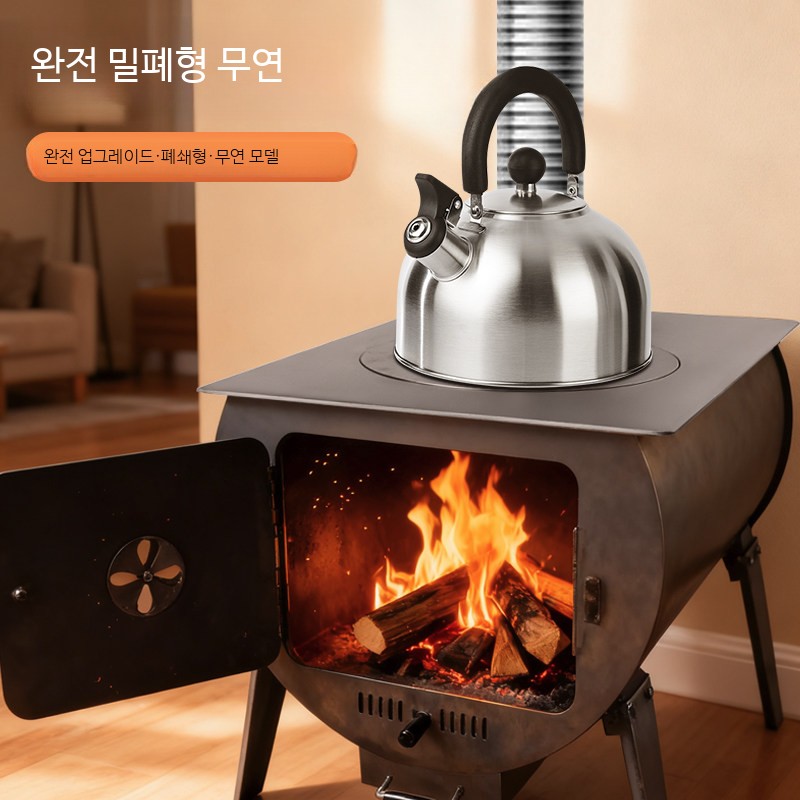 휴대용 캠핑 화목 난로 접이식 경량 장작 스토브 대형 무연 화로대 야외 난방 바베큐 화덕 겸용 장비 - 상세 이미지 4