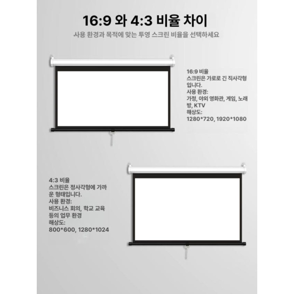 프리미엄 대형 전동 스크린 천장 매립형 블라인드 빔리프트 리프팅 72인치 16 9 화이트 유리섬유 60인치 4 3 화이트 플라스틱 - 상세 이미지 4