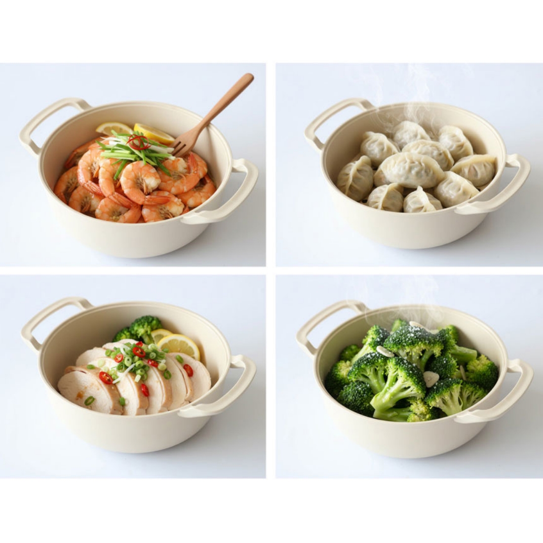 전자레인지 찜기 2P 세트 라면 만두 양배추 이유식 소형 중형 채반 멀티쿠커 용기 이미지 8