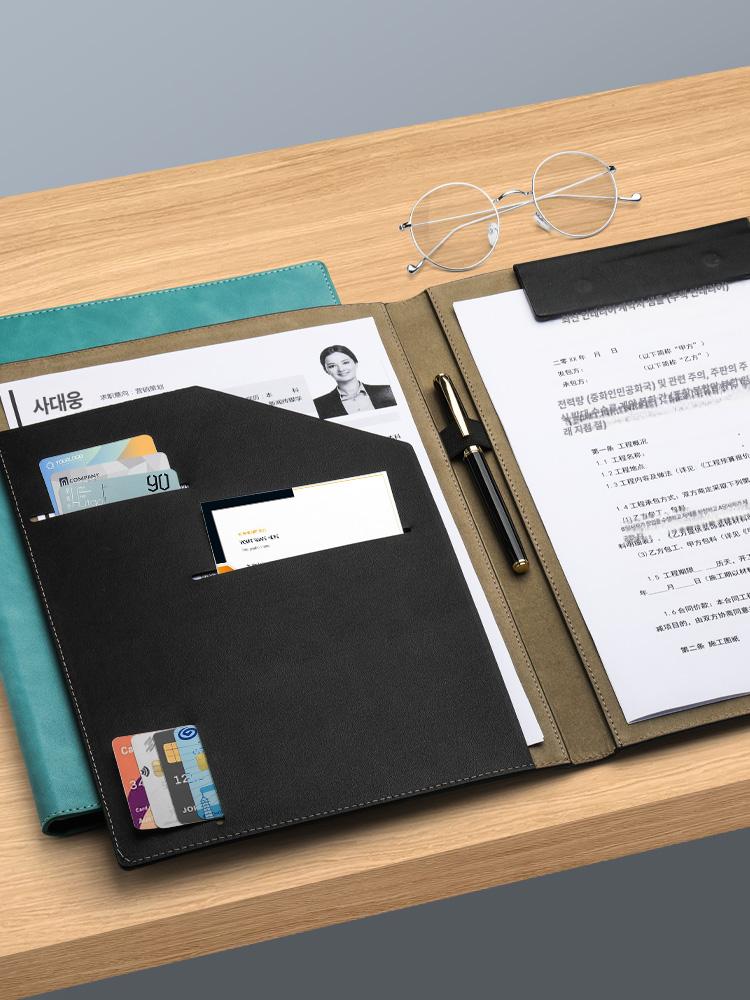소품 사원 파일철 정리 폴더 문서 서류판 소가죽 영업 빈티지브라운 - 상세 이미지 2