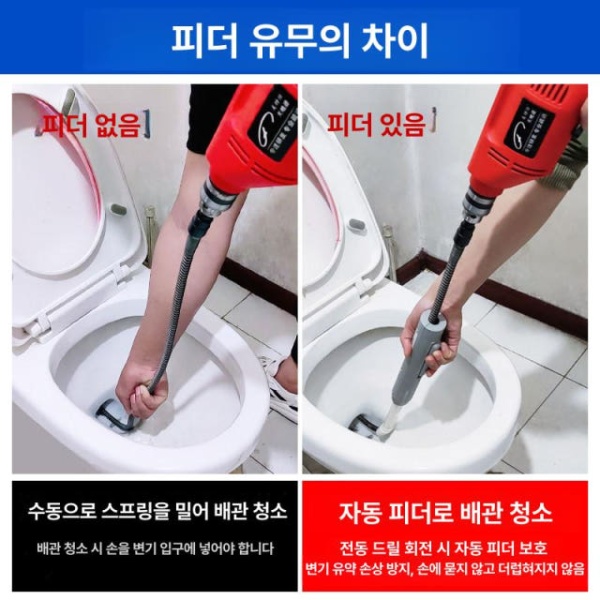 강력 하수구 뚫기 화장실 배수구용 관통 기능 휴대용 석션기 15m 2m - 상세 이미지 3