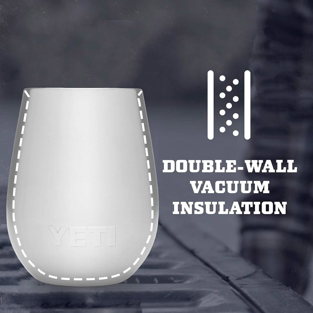 YETI Rambler 295.7ml(10온스) 와인 텀블러, 진공 매그슬라이더 스틸, 있는 단열, 스테인리스 네이비 뚜껑이 Lowcountry Peach - 상세 이미지 3