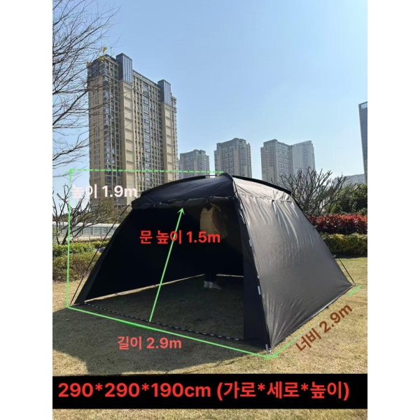 프리미엄 글램핑 루프탑 인디언 방수 천막 마당 옥상 야외 베이지 카키 2문 2창 스노우슬리브 x1.9m 화이트그레이 2면 고정 측벽 x2m - 상세 이미지 5