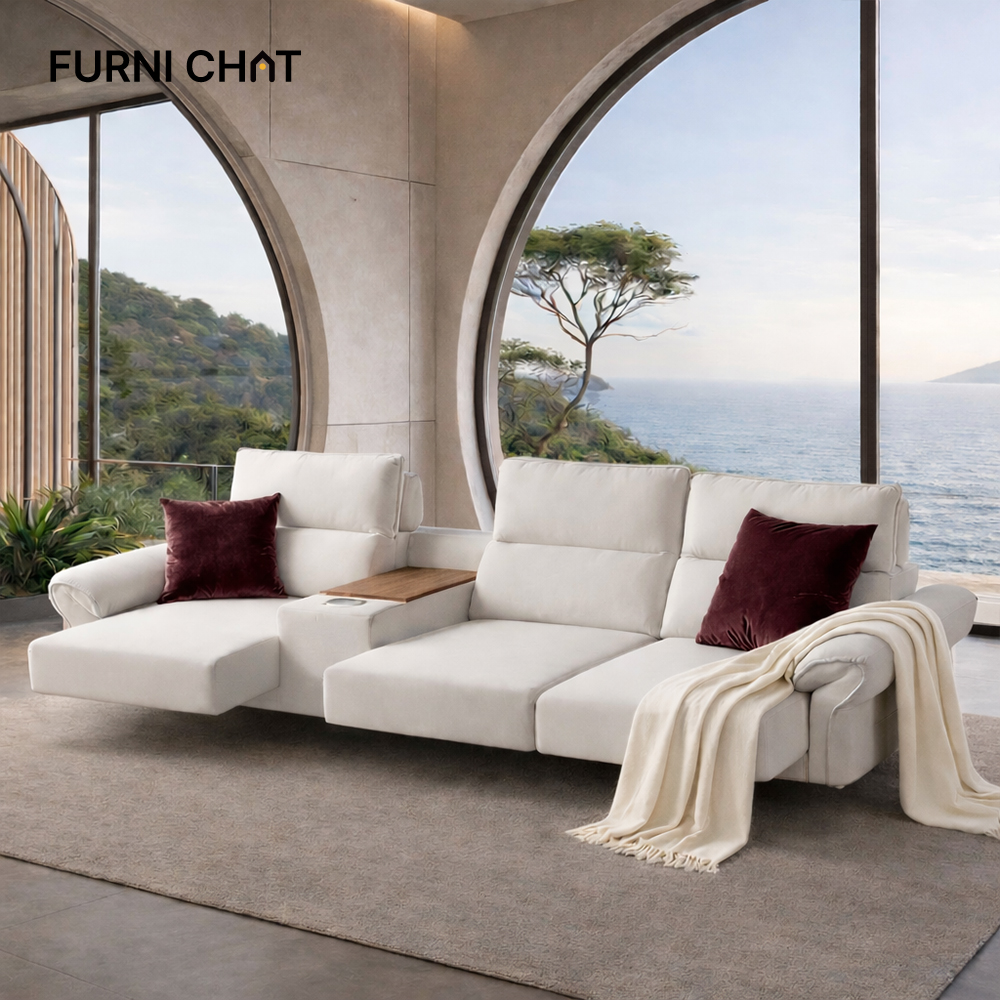 퍼니챗 몬스터 4인용 패브릭 리클라이너 소파 이지클린 독일오킨모터 슬라이딩 무빙 모션