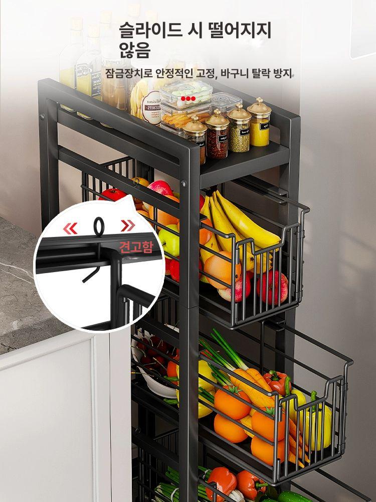 틈새수납장 미니 슬림 배란다 높은수납장 거실 검정색 옷 블랙 25cm 폭 5단 (슬라이드 가능) - 상세 이미지 4