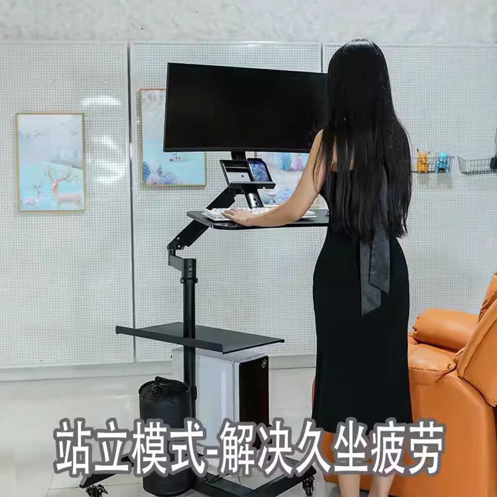 이동식 모니터암 높이 각도조절 누워서 데스크탑 높은 싱글 본체 모니터 - 상세 이미지 3