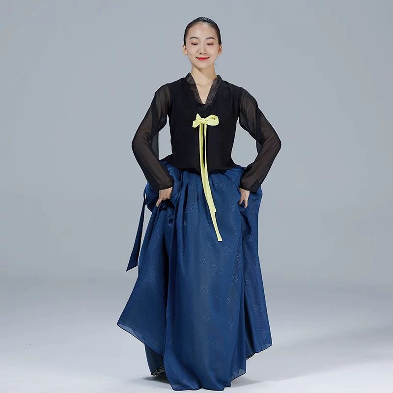 무용복 단원 연습 블라우스 여성용 단체복 스커트 공연 포레스트블루 스커트 (3단) S - 상품 이미지