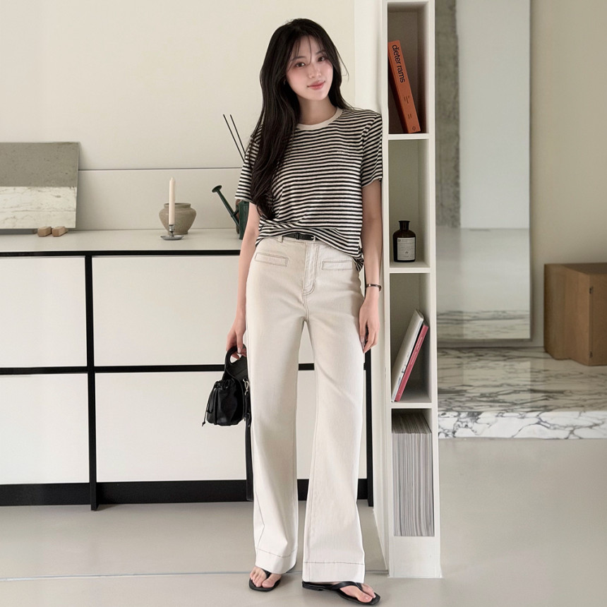 [네이버단독][클라비스] 스트라이프 반팔티_CVHWG2411Q