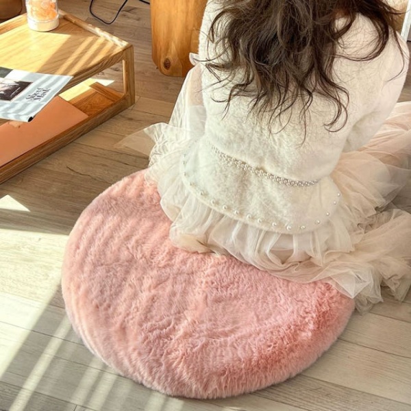 프리미엄 양털 호피무늬 원형 털방석 40x40cm 3cm 둥근형 메모리폼 카페용 연회색 연회색 3cm둥근형 40 x 40cm - 상세 이미지 3