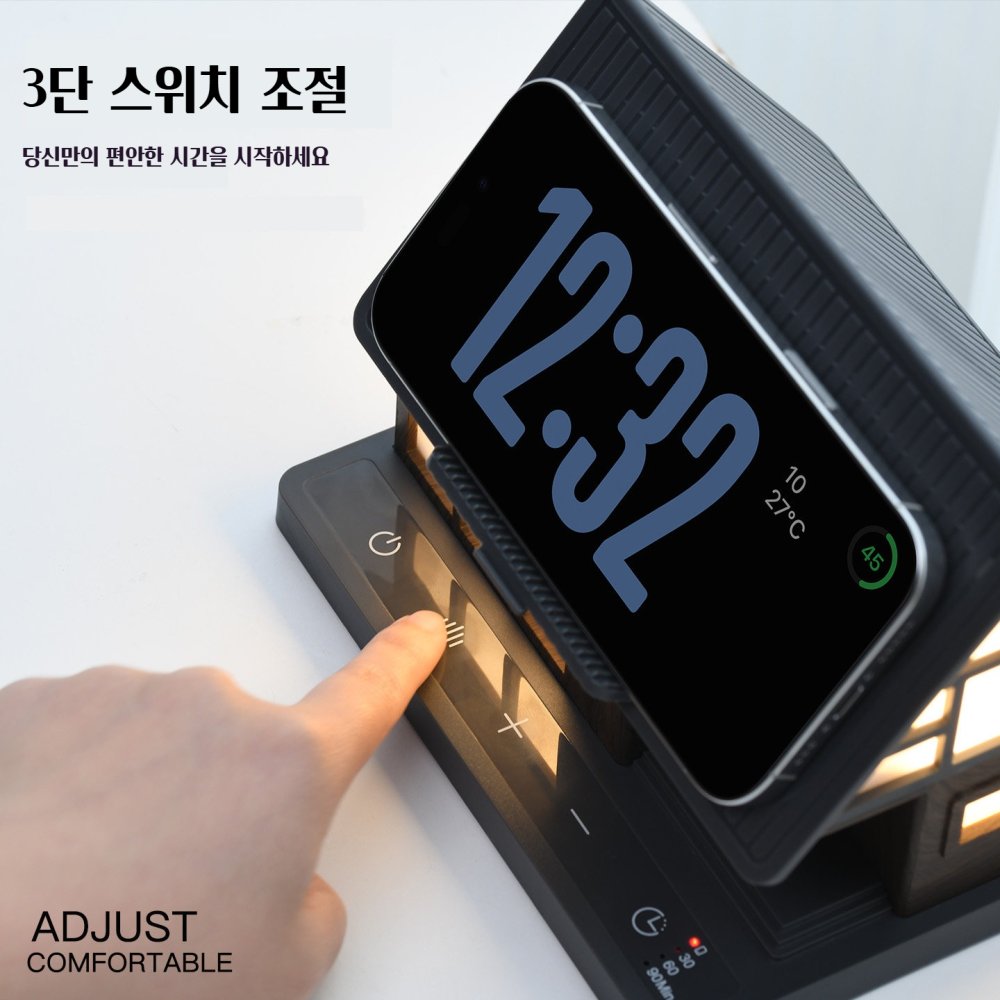 비뜰렛 휴대폰 고속 무선충전기 20W 무드등 백색소음 스피커 블랙(무선충전고속20w+백색소음+무드등) - 상세 이미지 3