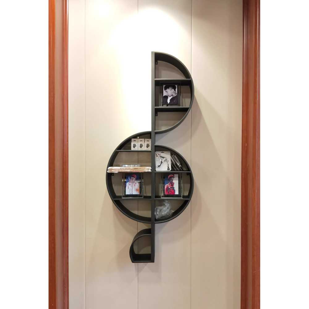 음표 모양 책장 거실 벽걸이 용 피아노 장식 수납 선반 54x15x125cm - 상세 이미지 4
