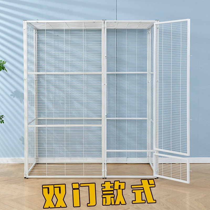 대형 철제 사육장 앵무새 새장 울타리 날림장 이동식 새집 케이지 고양이 애완동물 길이 94cm 64x150 (너비x높이) - 상세 이미지 2