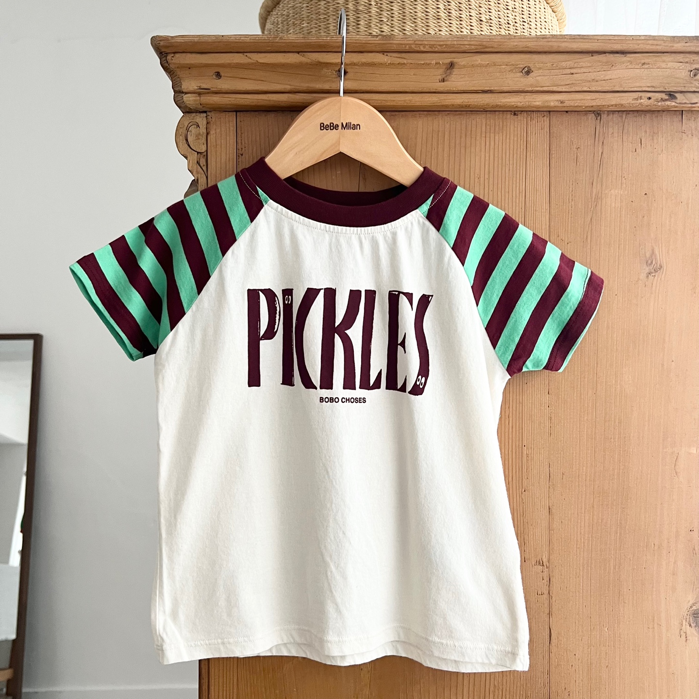 26SS 보보쇼즈 베이비 Pickles 라글란 반팔 티셔츠 멀티 B126AB018 101 - 상품 이미지