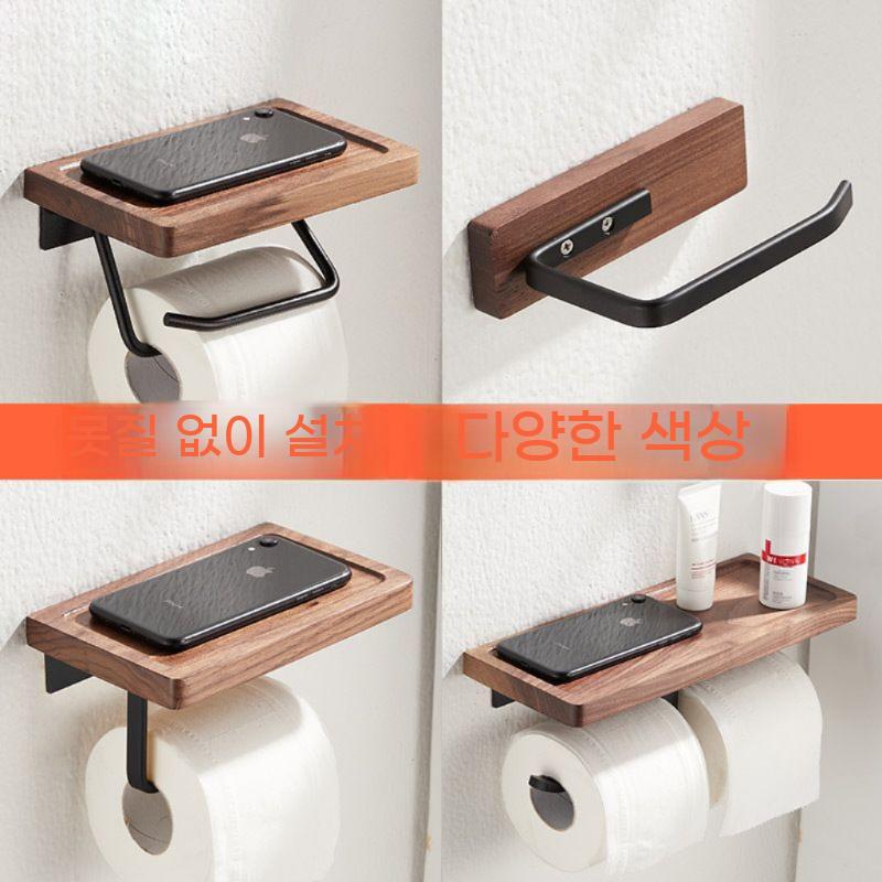 화장실 나무 우드 휴지걸이 원목 욕실 인테리어 화장지 걸이 선반 - 상세 이미지 3