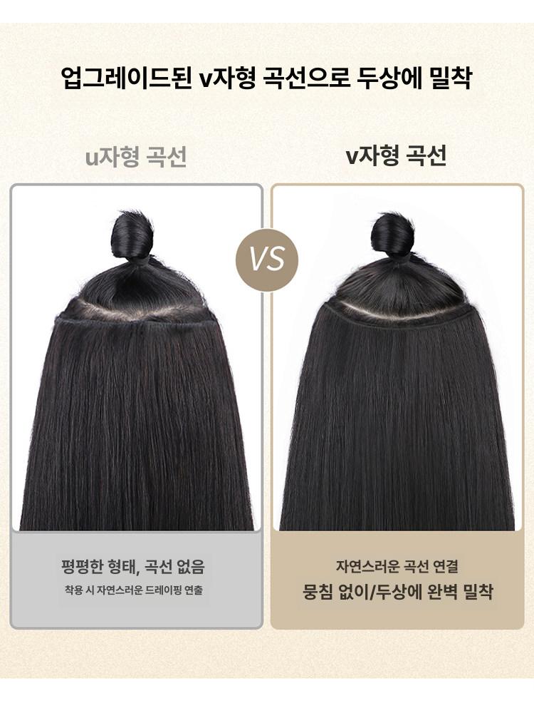인모 반가발 자연스러운 일체형 U자형 붙임머리 피스 100g-35cm 내추럴 - 상세 이미지 4